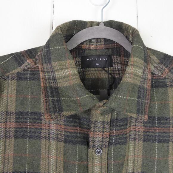 Richie Le Flannel Shacket Men SZ 2XL Wool Blend Heavyweight Utility Workwear NWT - Picture 2 of 12